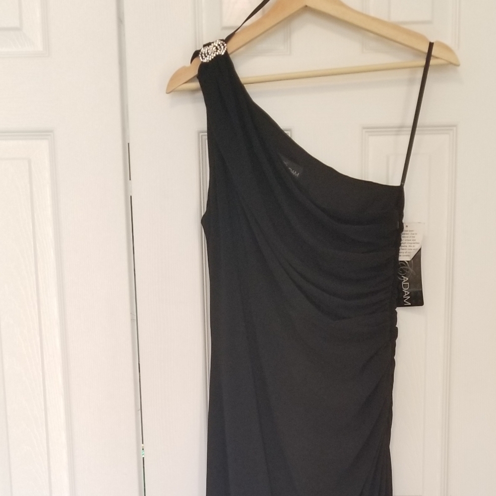 Sz 12 Black One Shoulder Black Long Dress